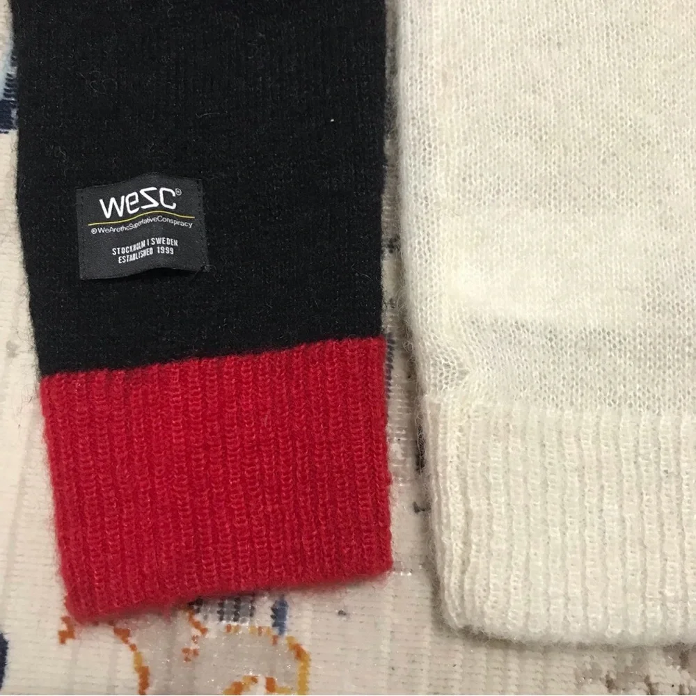 🐲💙WESC color blocked wool-mohair blend Unisex Knitted sweater - Picture 5 of 10